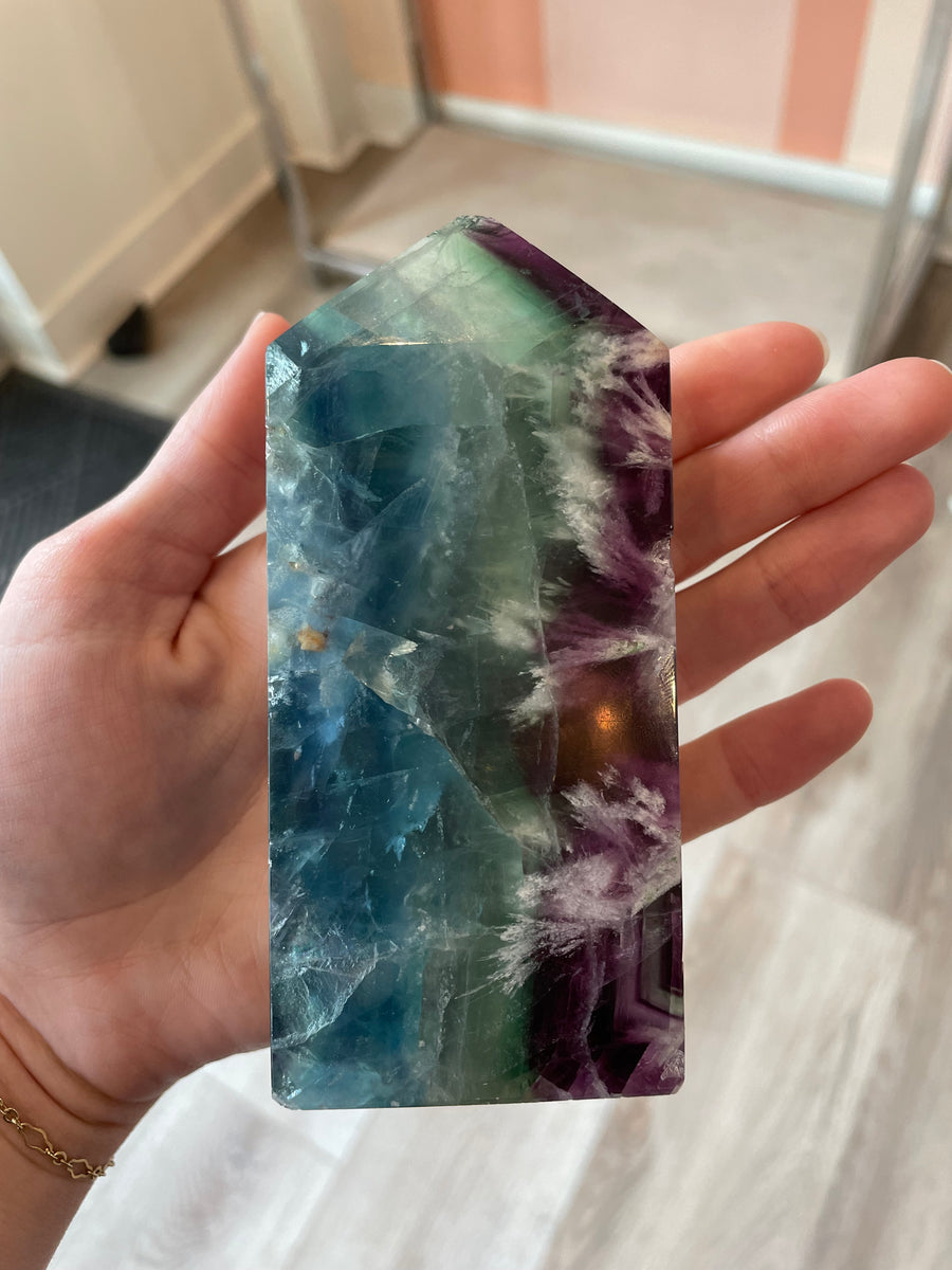 Large Rainbow Fluorite cheapest Crystal Point, Tower #11