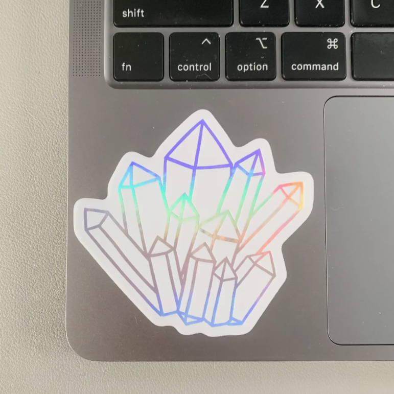 Crystal Sticker, Positive Energy Crystal Waterproof Sticker,  Glossy/holographic Finish, Laptop Sticker, Journal/ Planner Sticker 