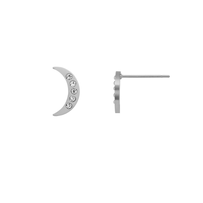 Luna Crescent Moon Stud Earrings