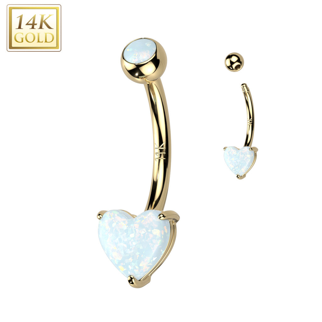 Piercing Jewelry Heart Opal Curved Navel Ring – Mineral and Matter