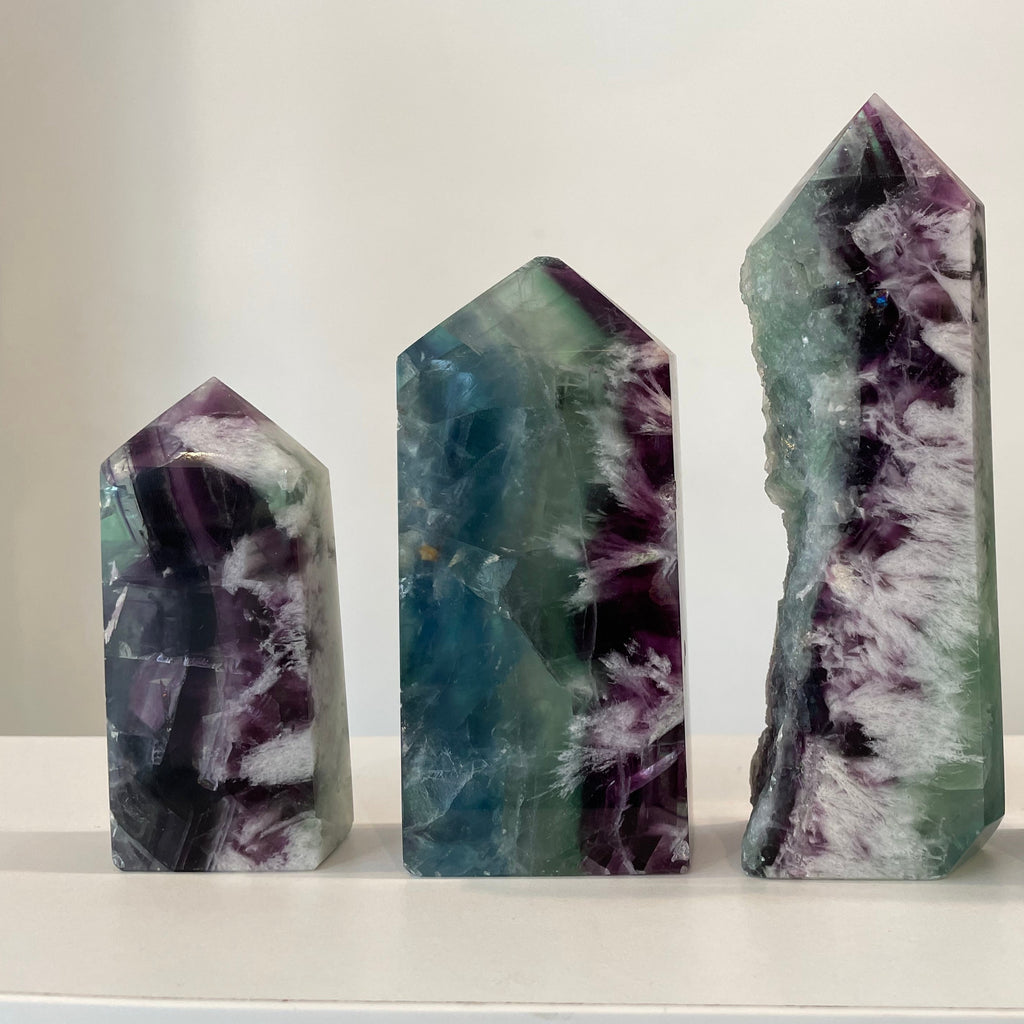 Large Rainbow Fluorite Crystal Point, popular Tower #11