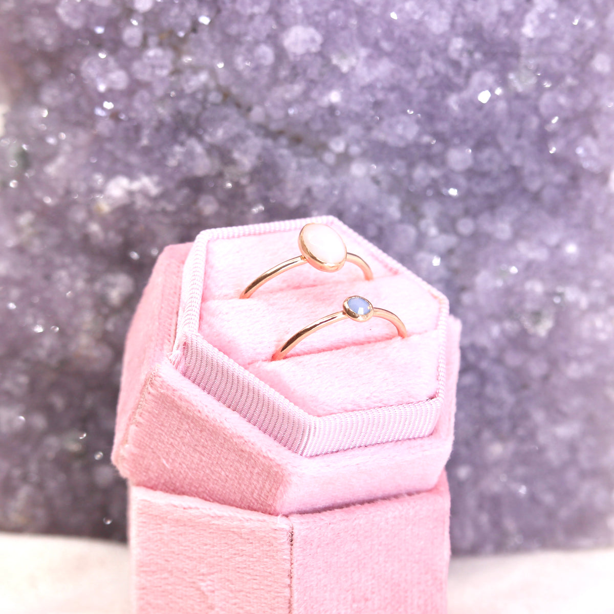 Mineral and Matter Oval Pink Opal Ring